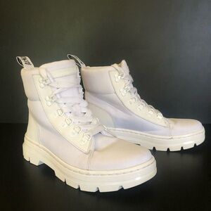 Dr. Martens Combs Combat Boots Womens Size 8US 39EU White Canvas Lace Up Utility
